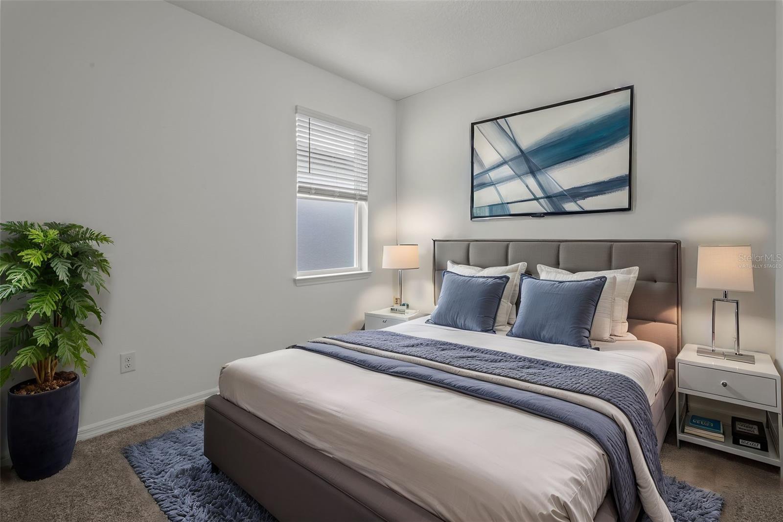 Virtually staged secondary bedroom