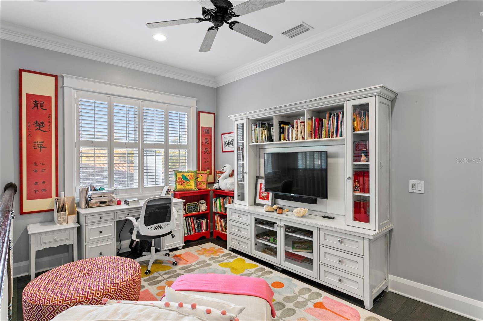 Upstairs is a nicely sized loft, flexible as a kids play retreat or study area, or simply a lovely sitting area for reading.