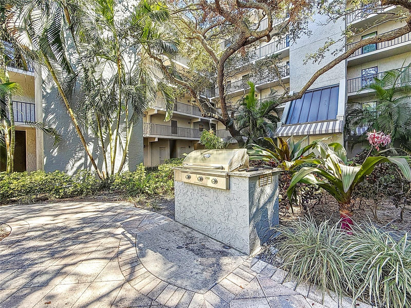 Enjoy cooking pool-side on the gas grill.