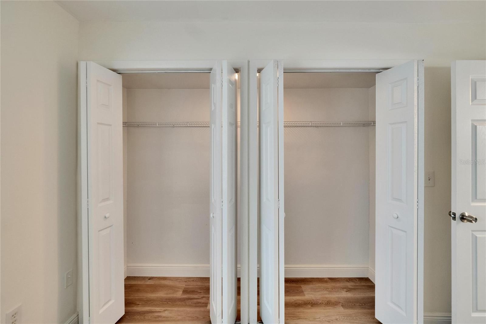 Double closets with lights