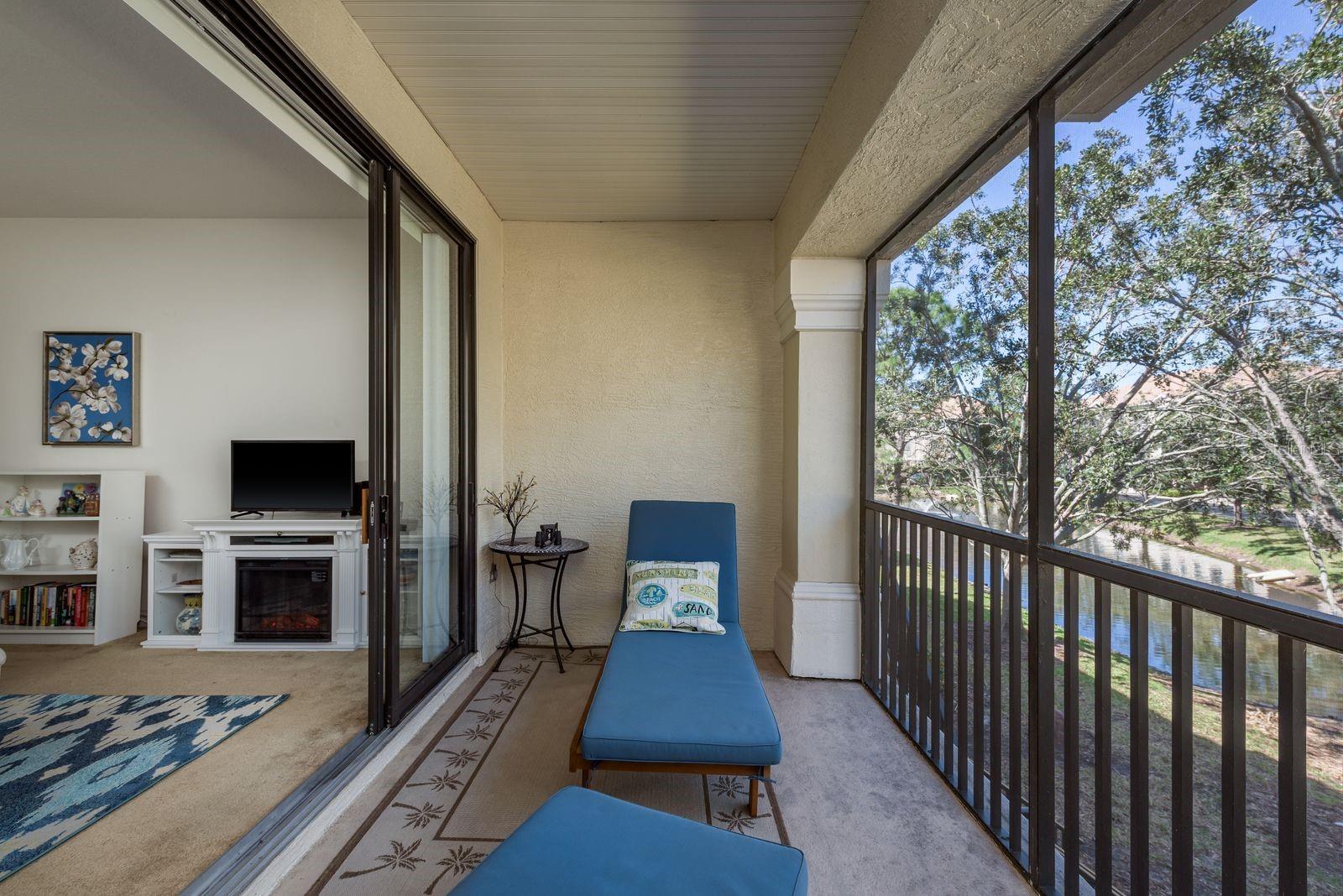 Great Room Patio Overlooking Pond and Fountain