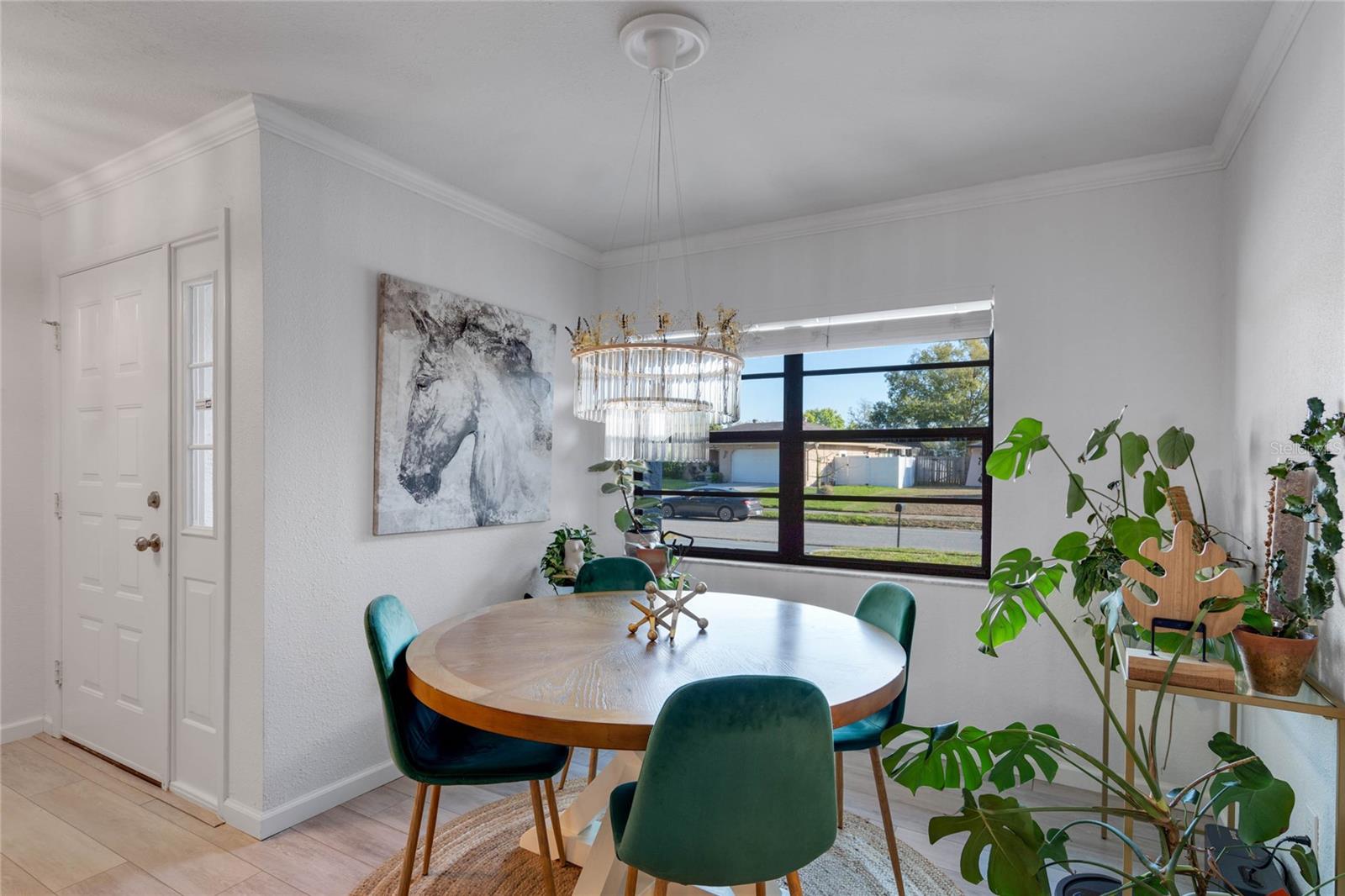 Dining area located to the left of the kitchen