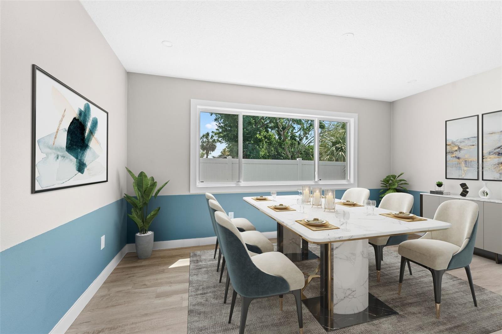 virtually staged dining room