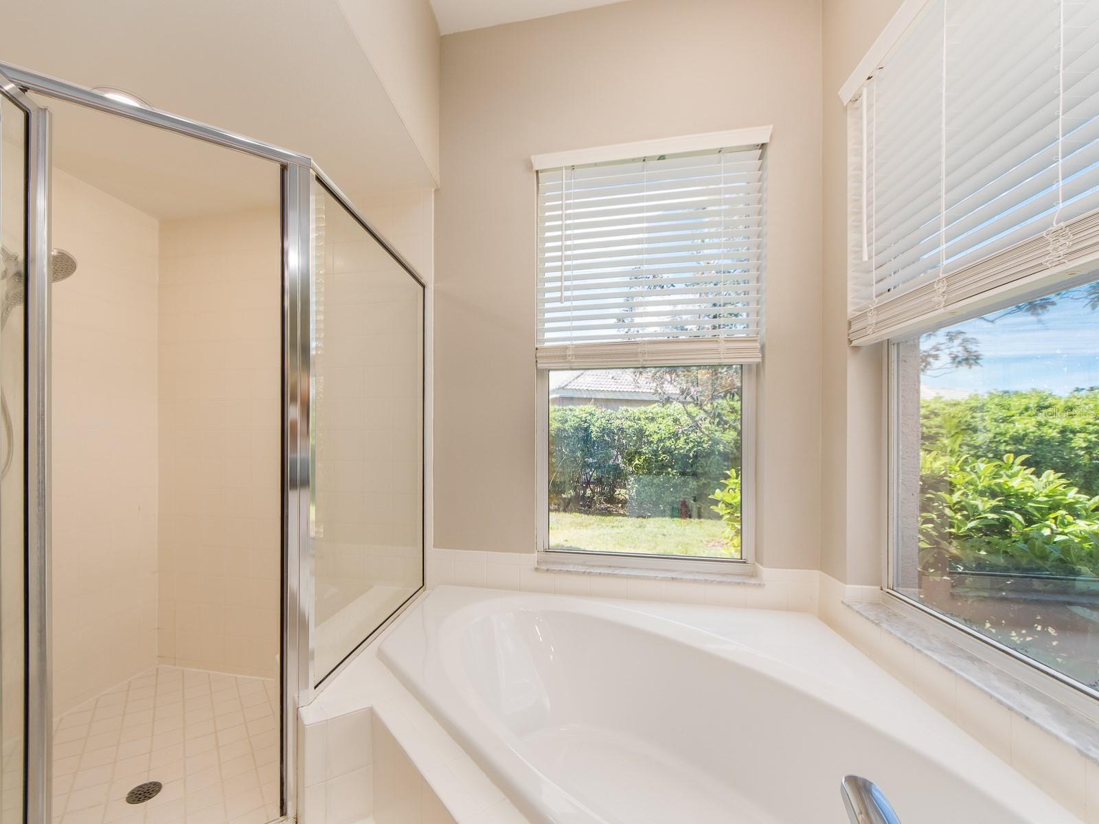 SPACIOUS WALK IN SHOWER WITH GARDEN BATHTUB