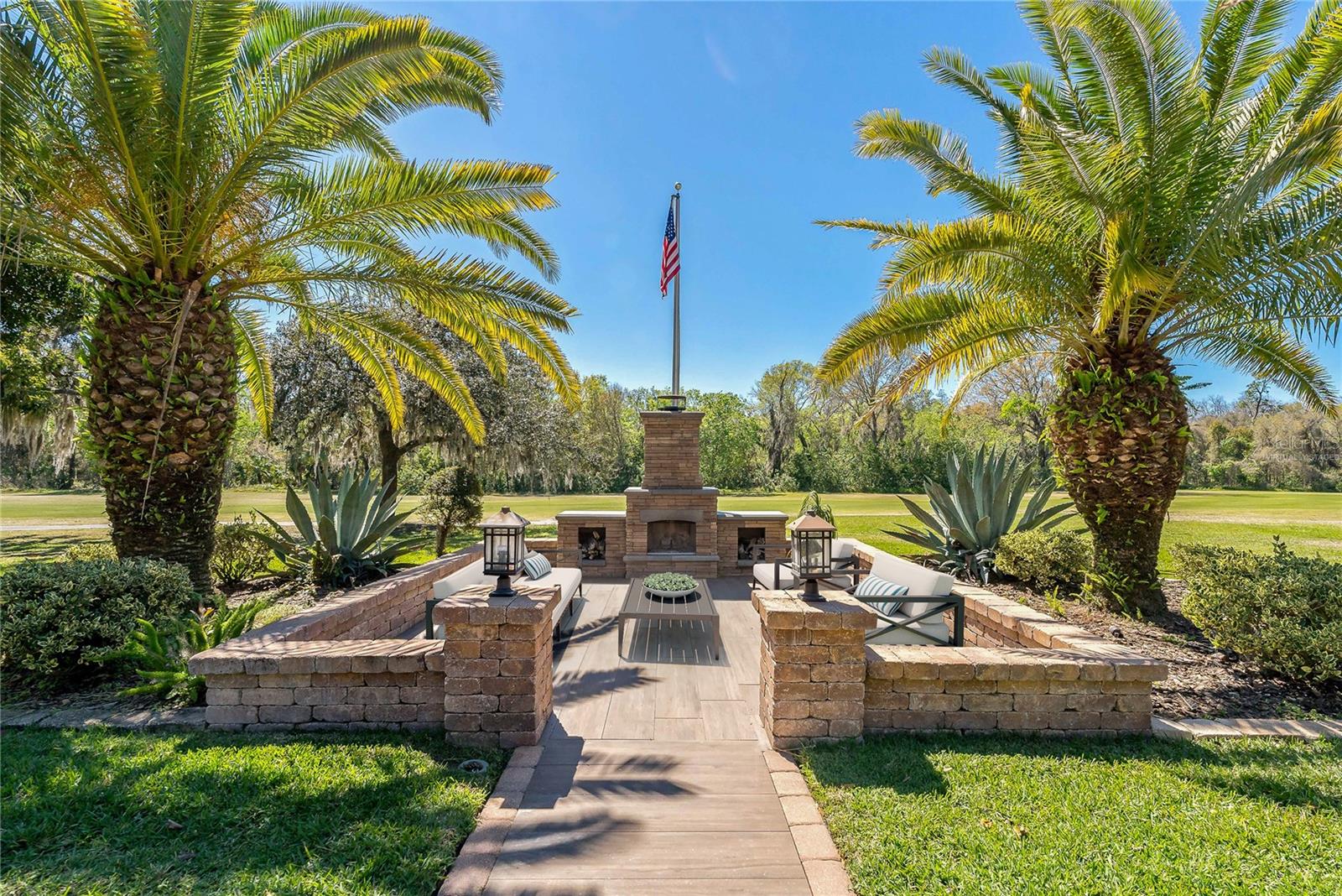 Backyard Terrace W/Fire Place Virtually Staged