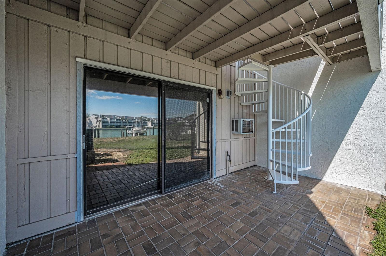 First level deck area with spiral staircase to second level