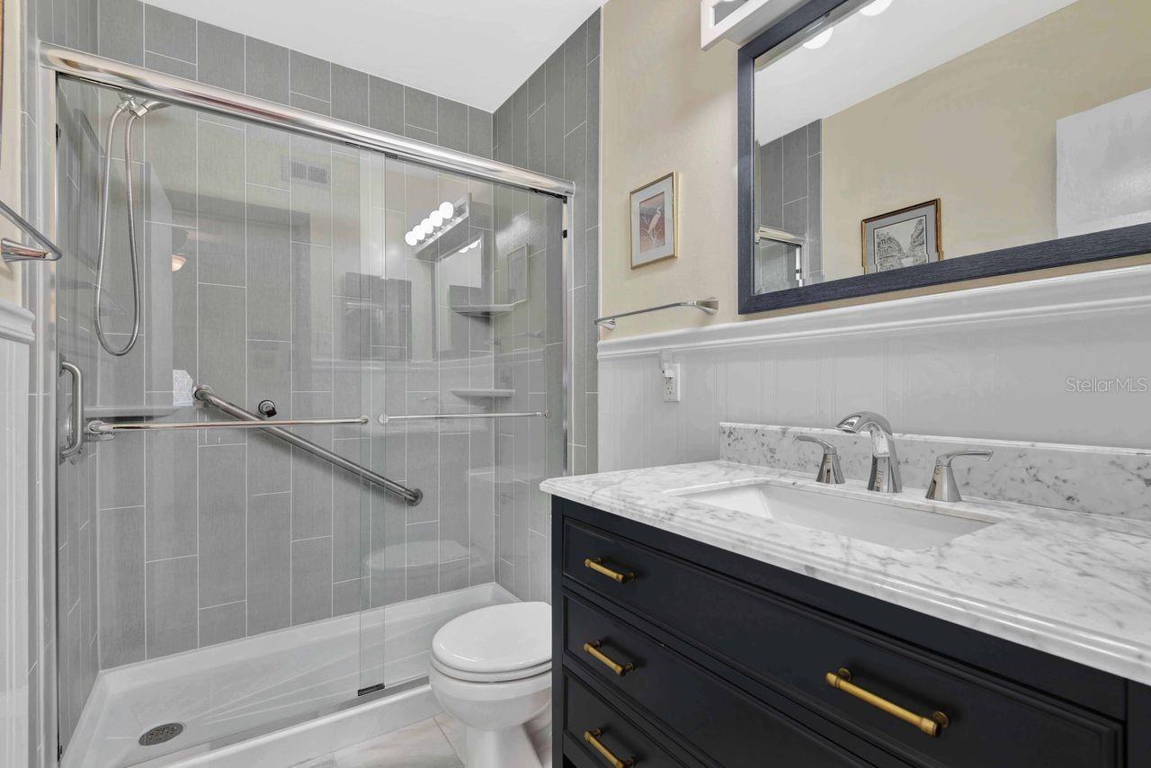 Updated downstairs bath for guests.