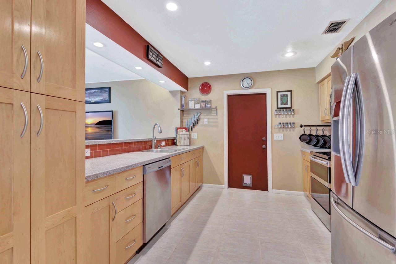 The large kitchen is a cook's dream.