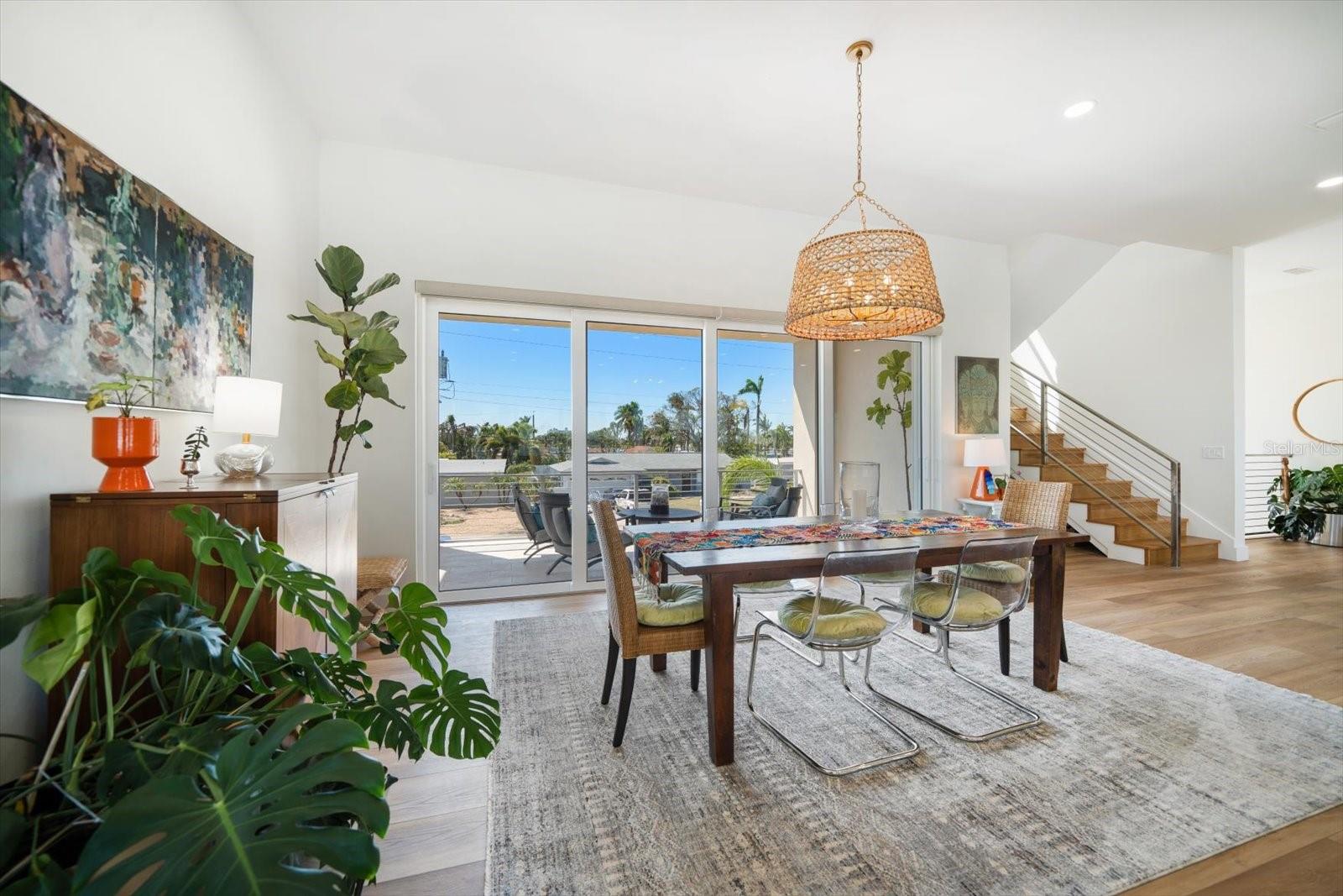 Dining area with west facing balcony