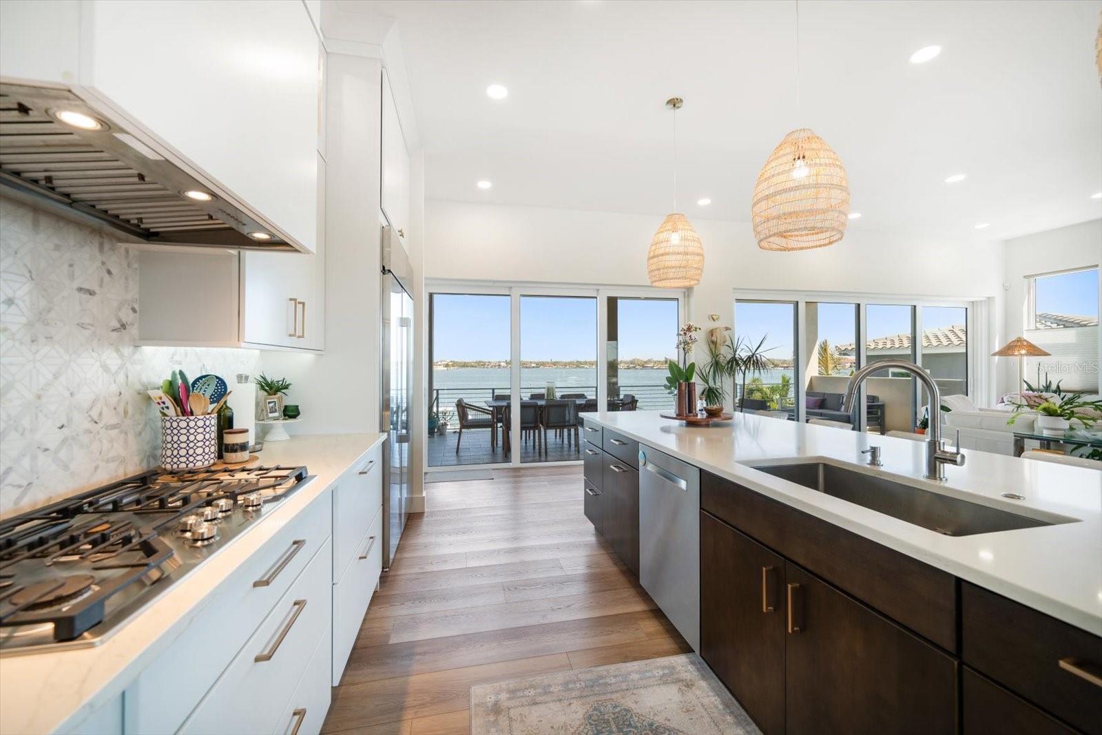 Custom kitchen with oversized island.