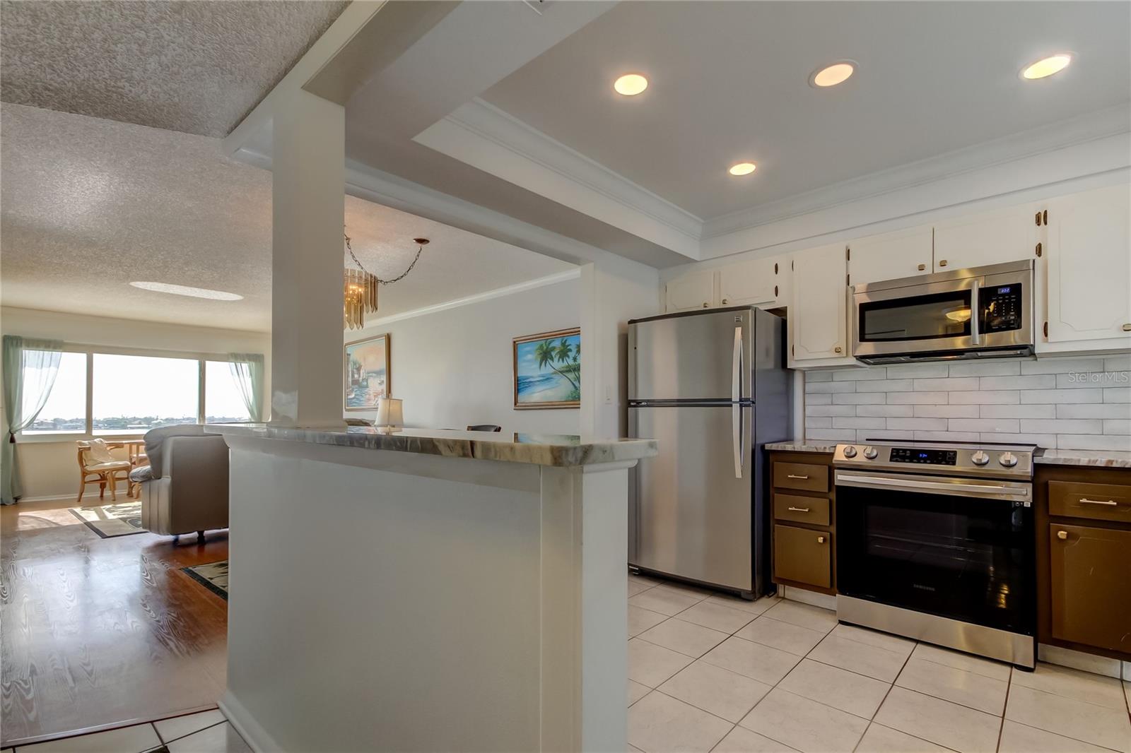 The kitchen has been remodeled and the Lumidome ceiling has been removed.