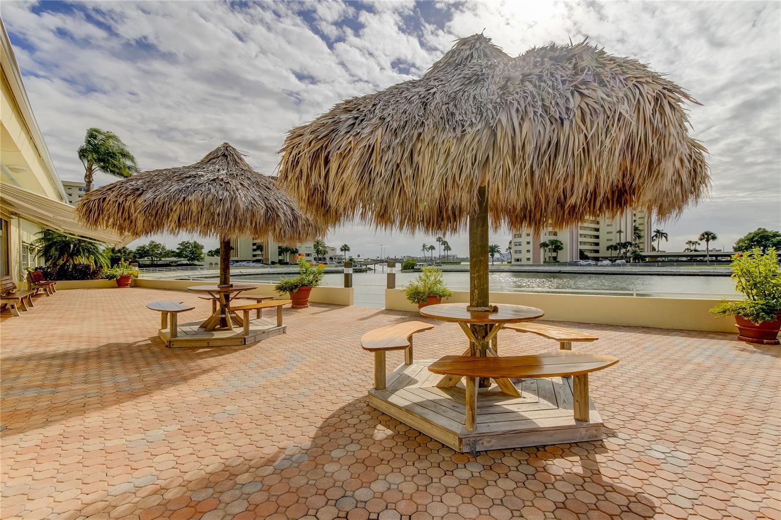 Gather with family and friends at the Tiki Hut tables