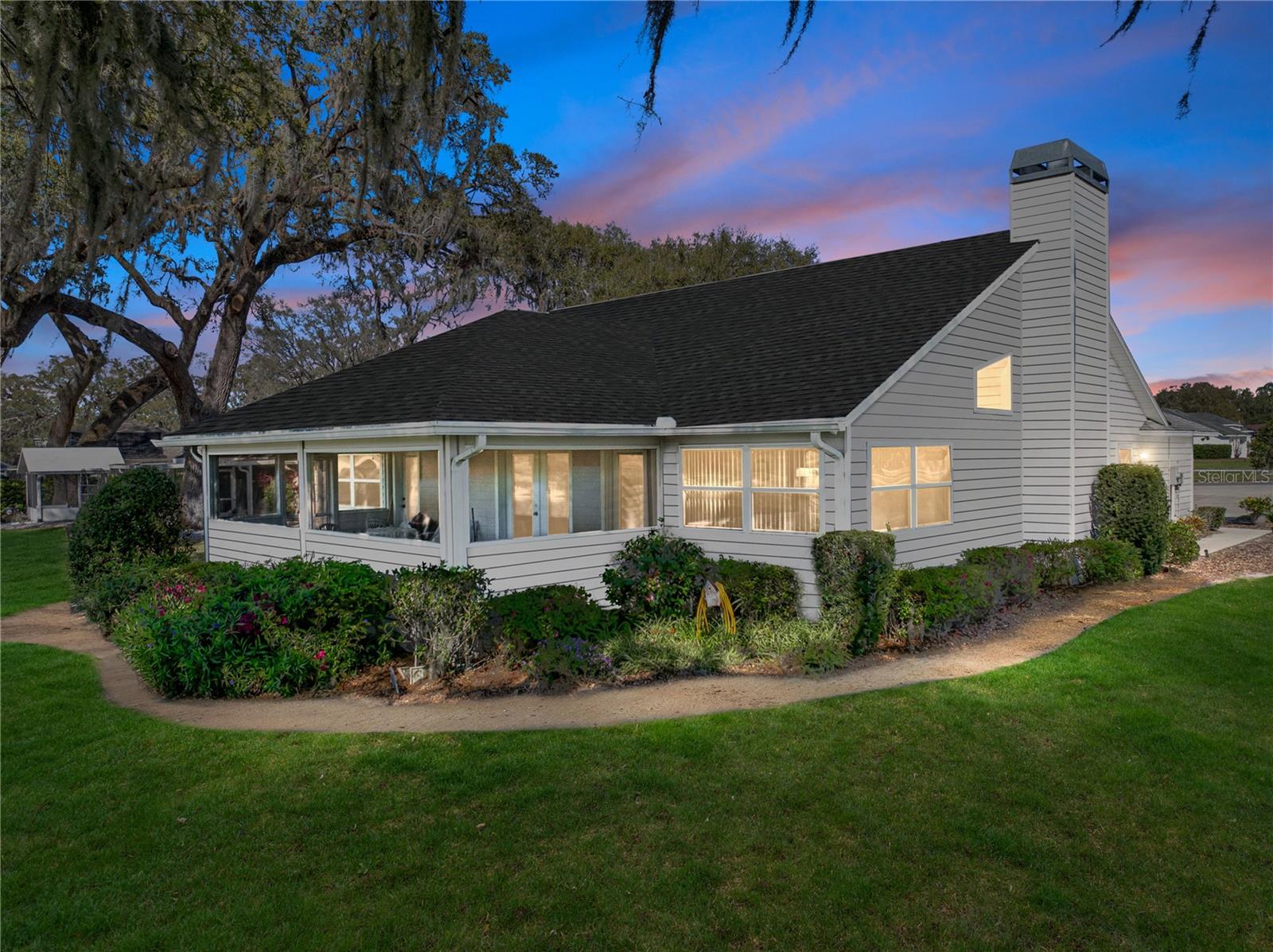 Night view of home from the SW corner