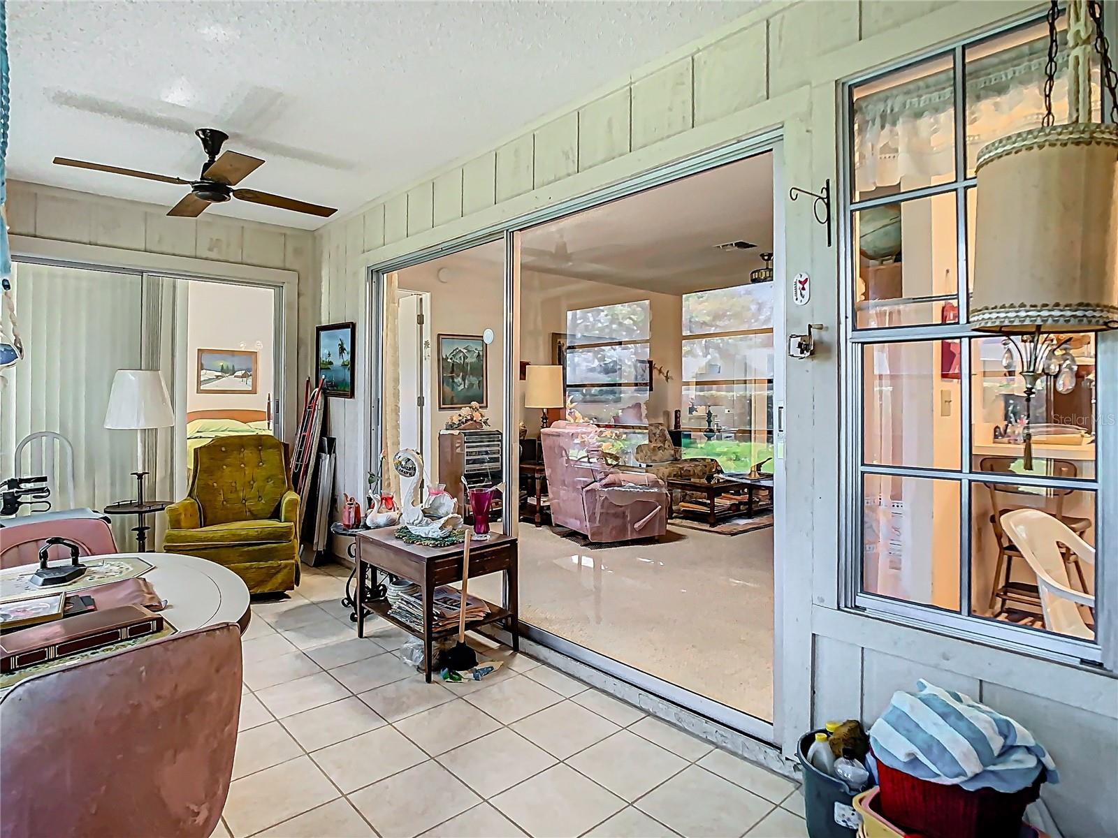 Porch with view into living room