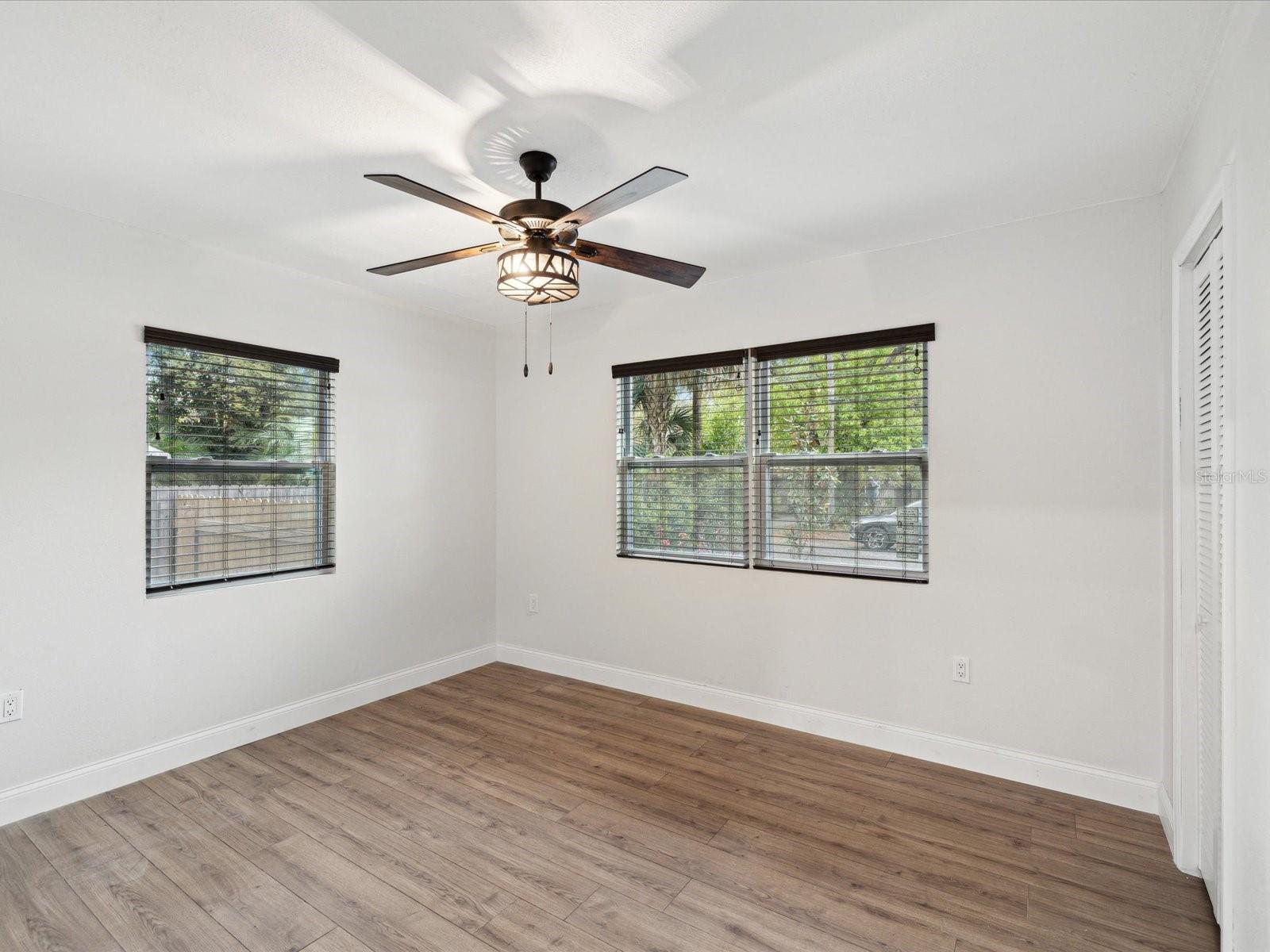 first bedroom with two closets