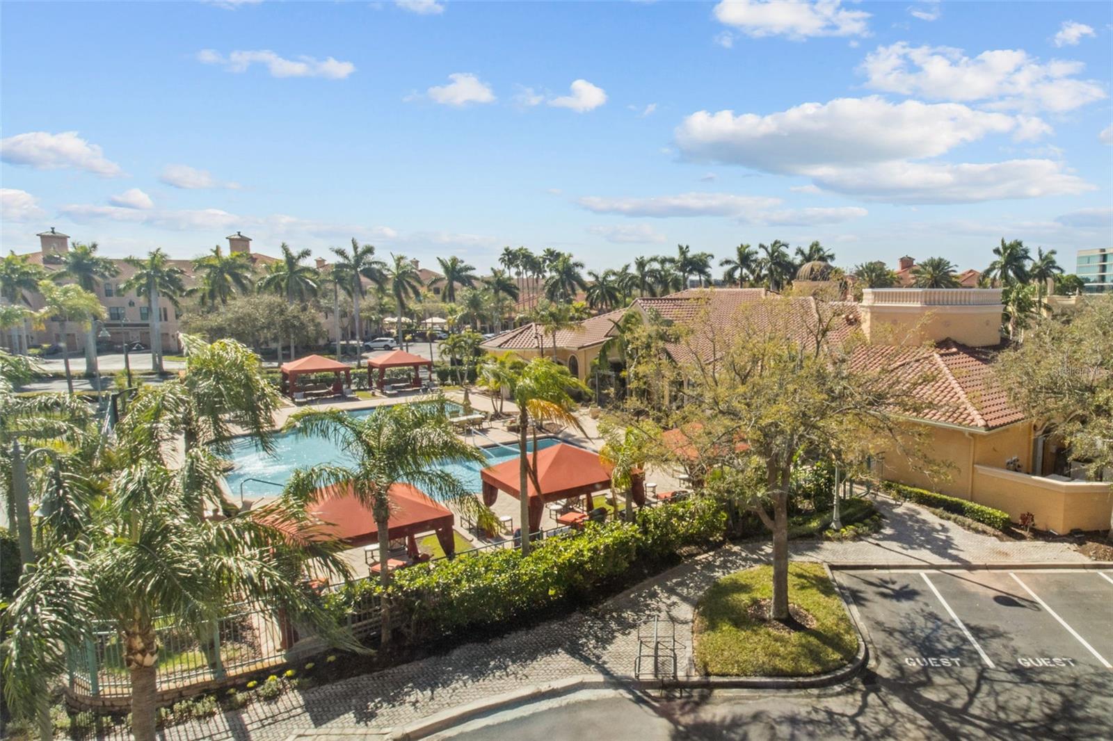 View of pool from primary bedroom