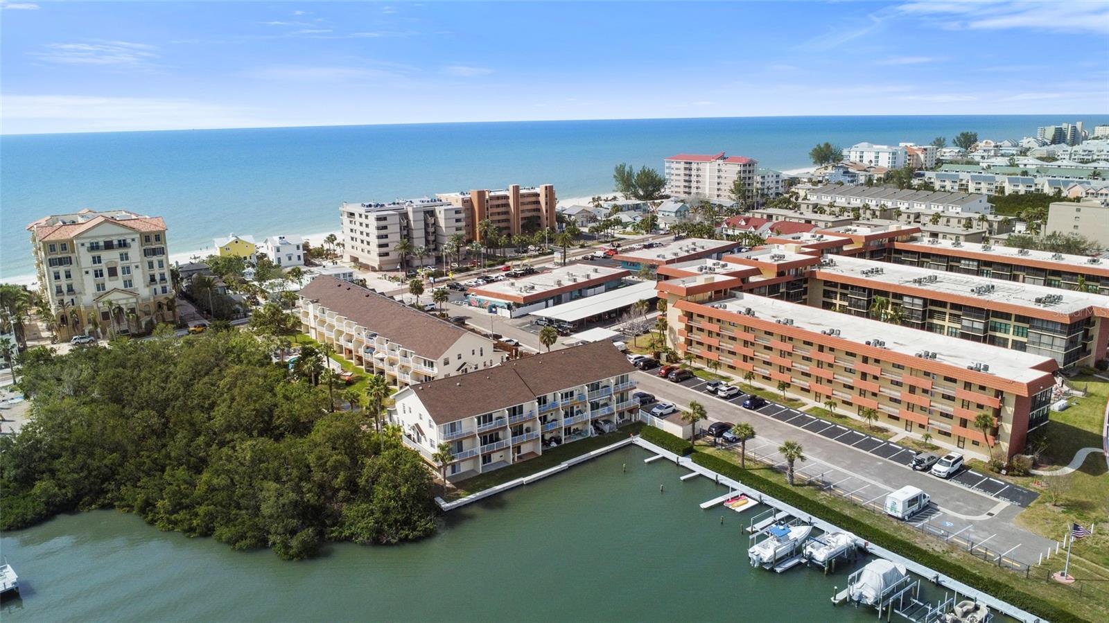 Aerial view of Vista Moorings boat slips