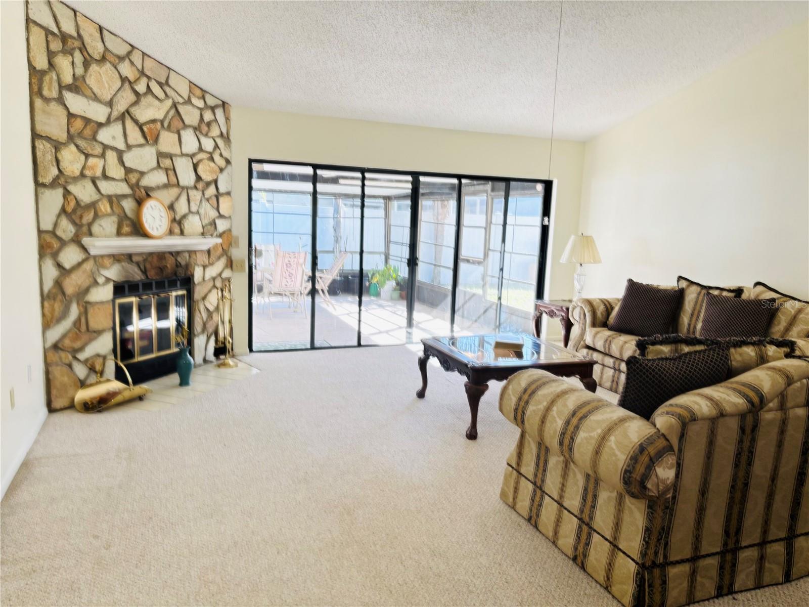 Family room with fireplace