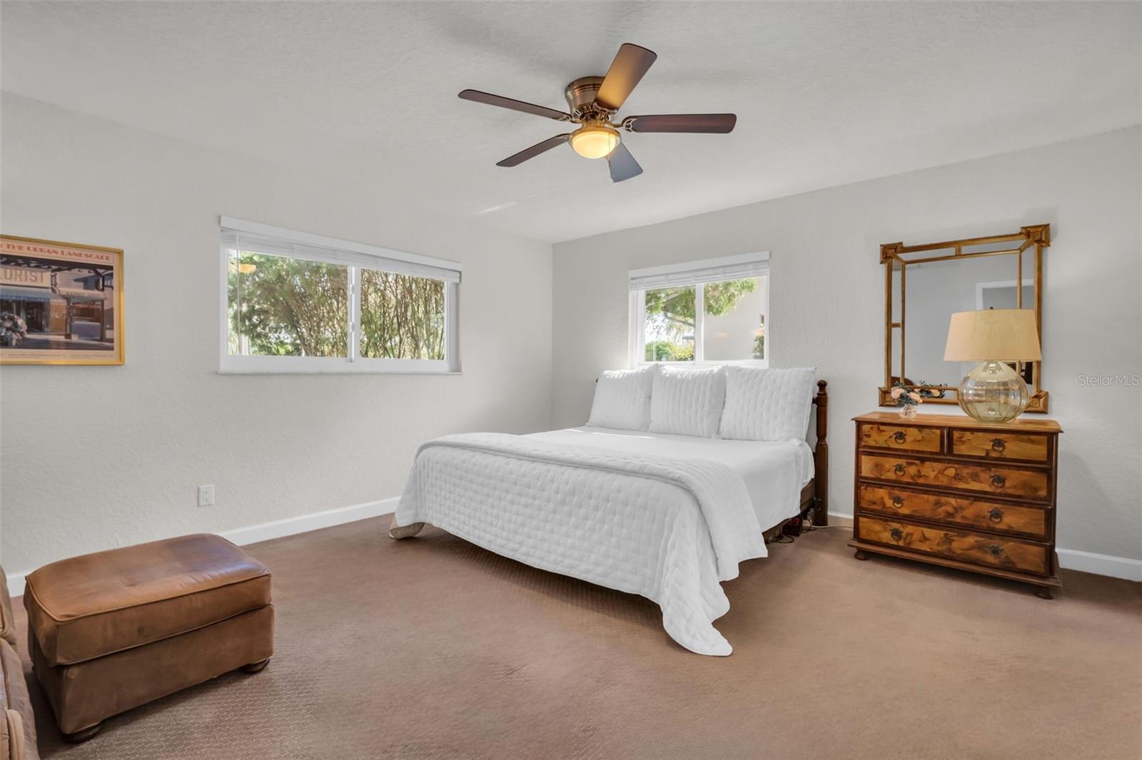 Large master suite big enough for a king with lush green views~