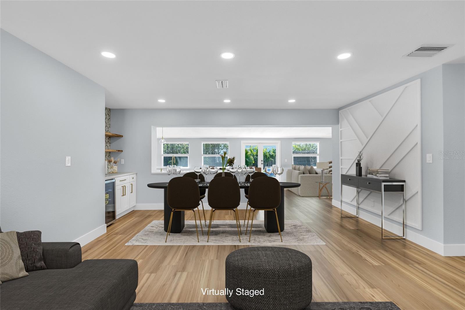 "Virtually Staged" View of Dining Area from Living Room- love this open floor plan!