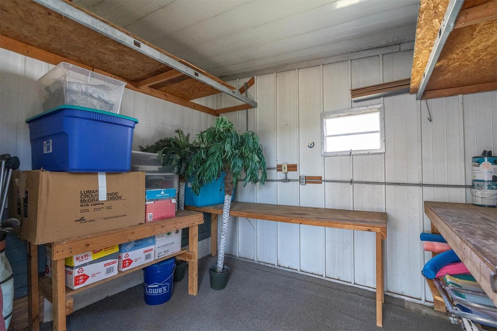 work shed - Work table to the left does not convey