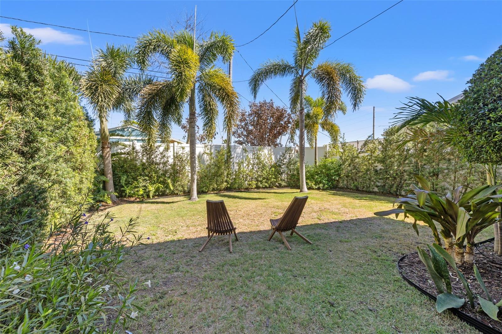 Large fenced backyard