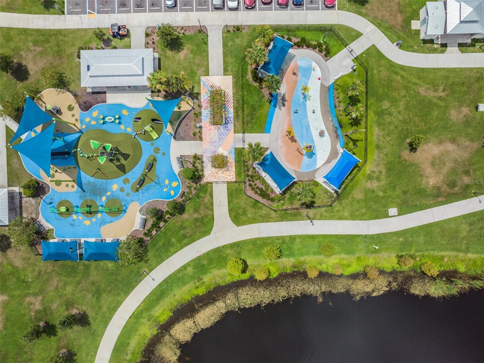 Playground and splash pad at Carrollwood Village Park