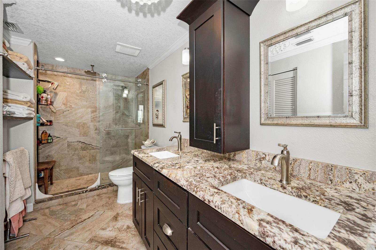 BEAUTIFUL UPGRADED PRIMARY BATH WITH DUAL SINKS AND RAIN FALL SHOWERHEAD