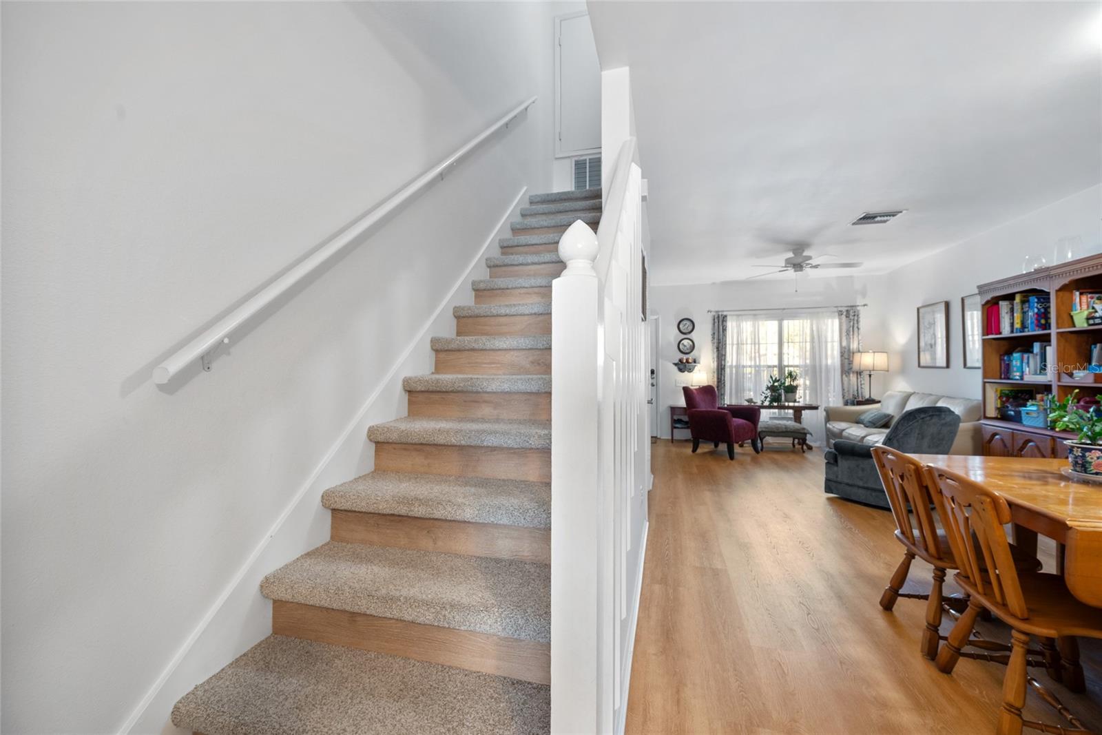 Only carpet in this Home!  Stair Risers~ Covered with Vinyl Floor Material