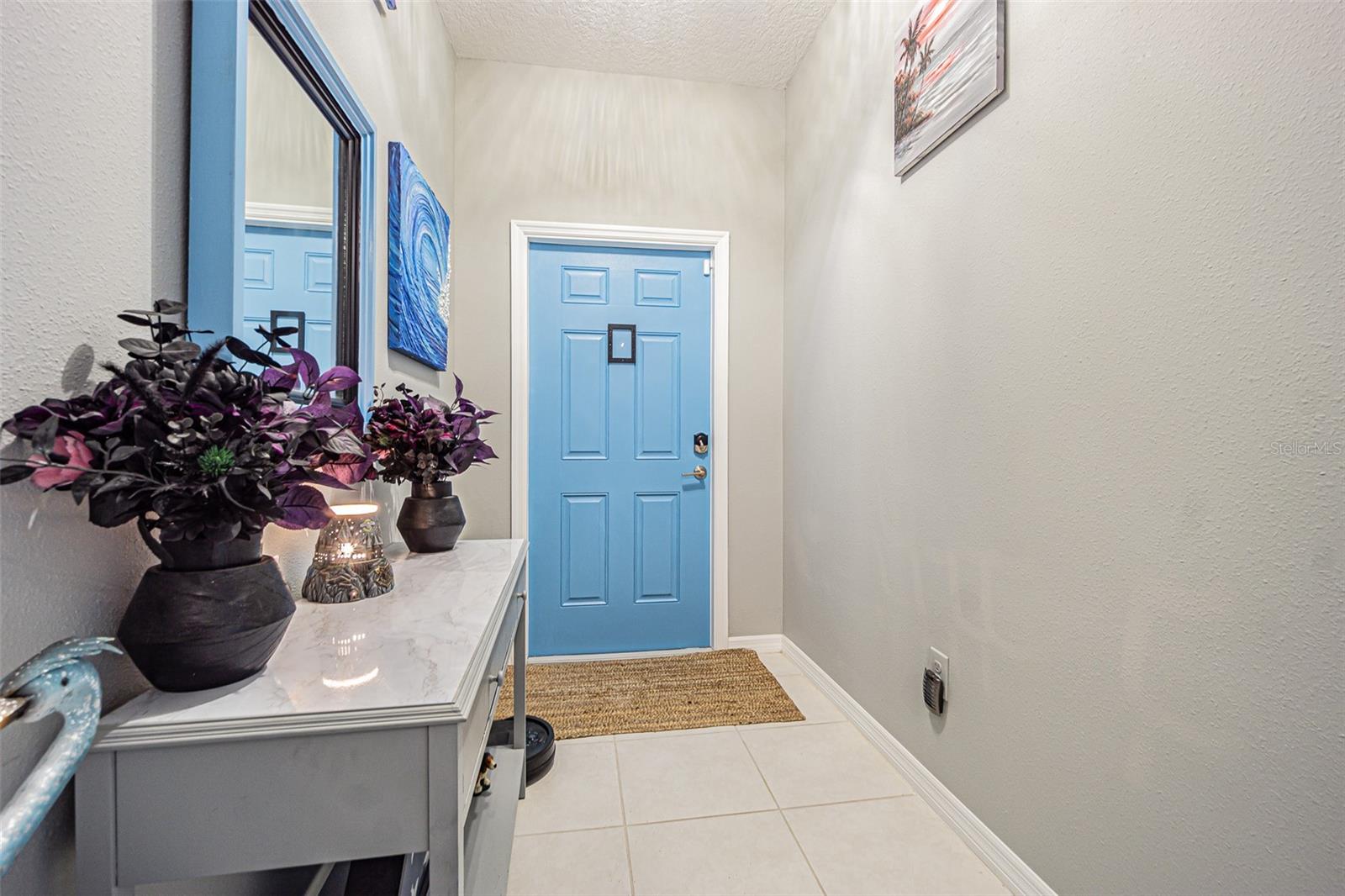 Cheerful front door and spacious entry hall