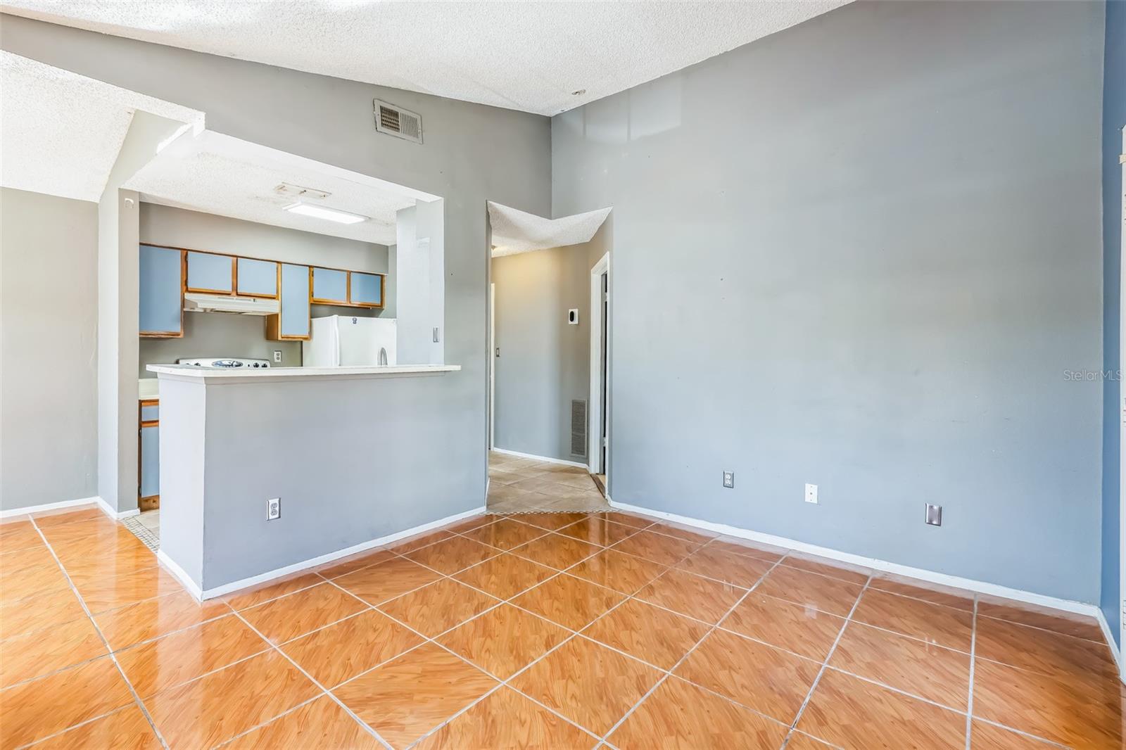 Living room facing kitchen