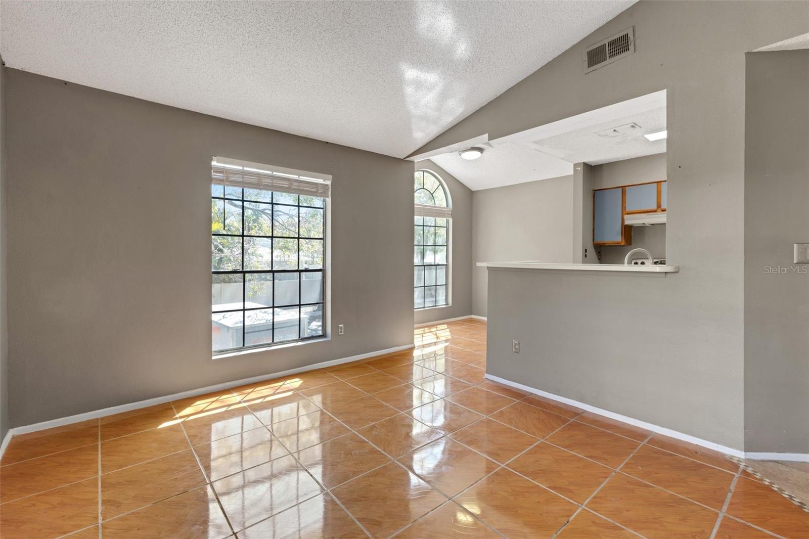 Living room facing kitchen