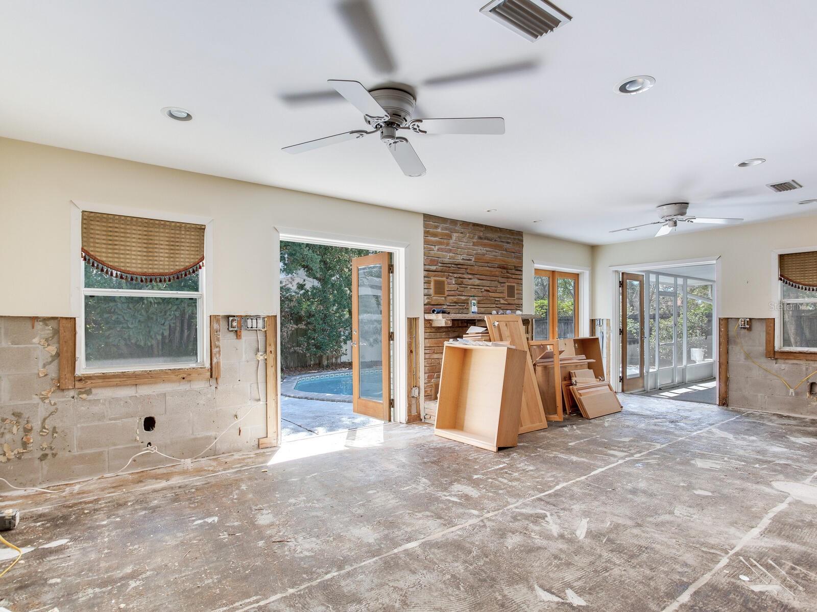 Family/Great Room with working fireplace