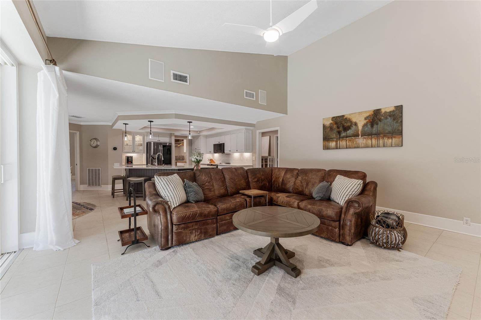 family room looking towards kitchen