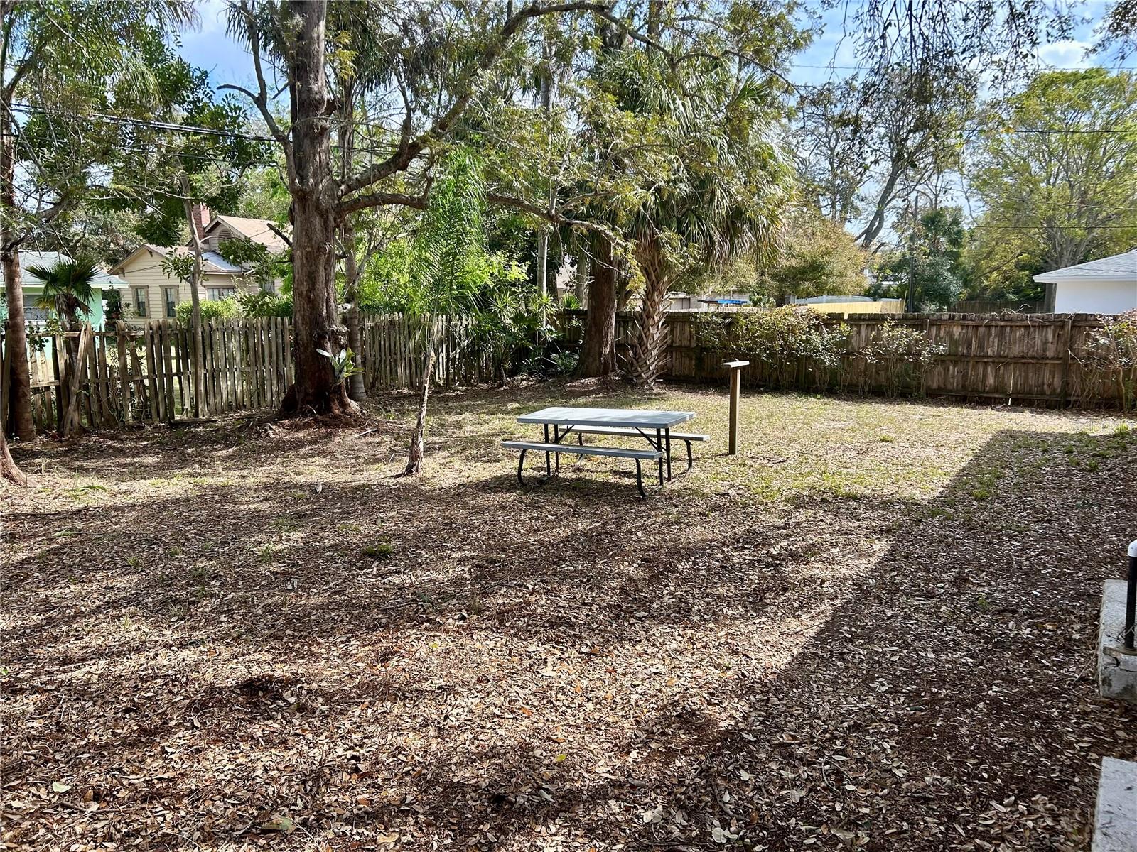 Fenced backyard