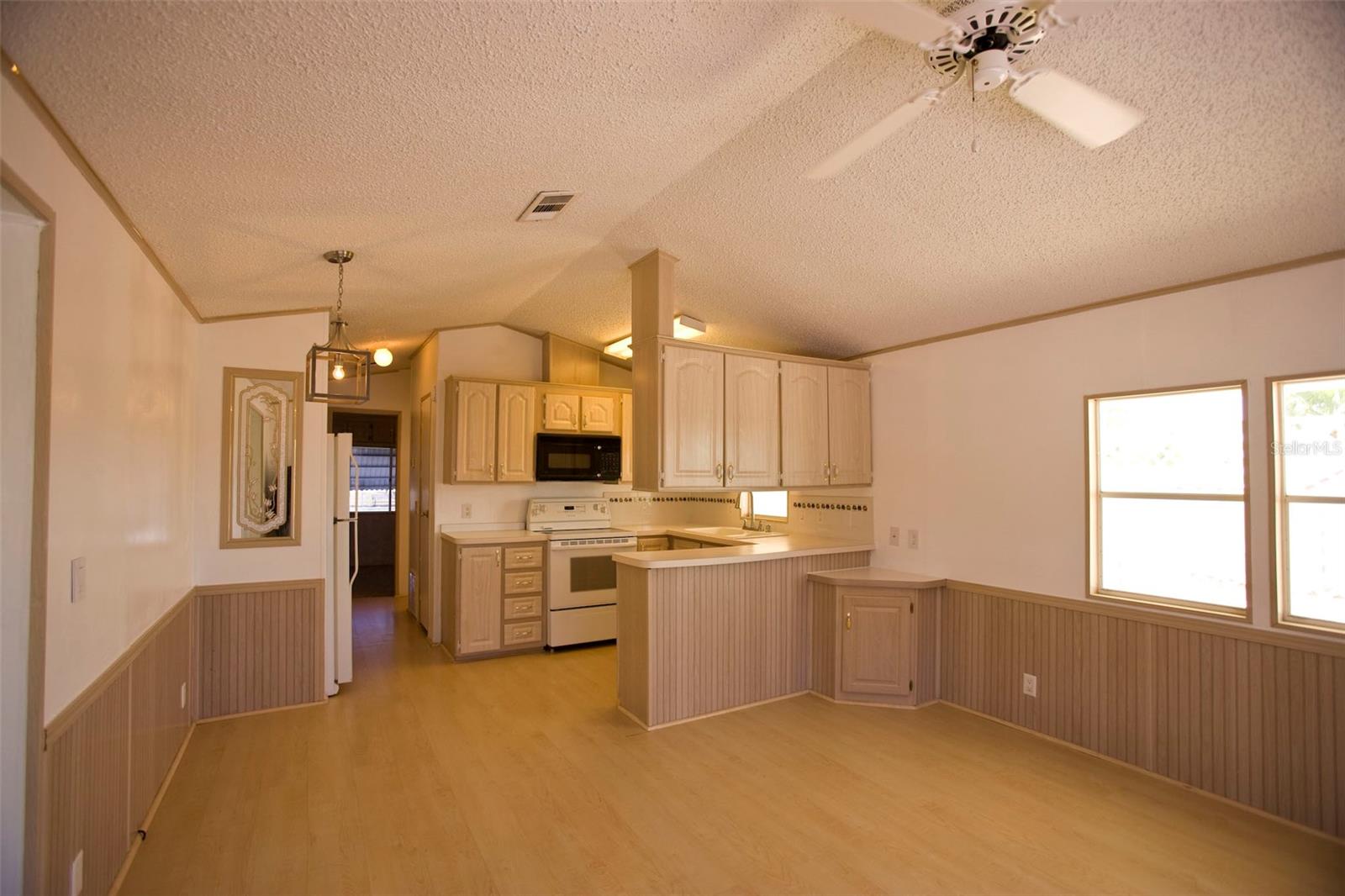 Family room looking towards kitchen, & dinette