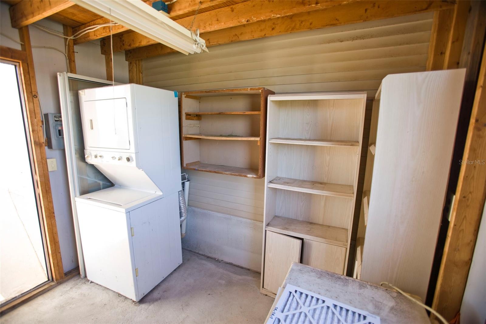 Shed with washer/dryer