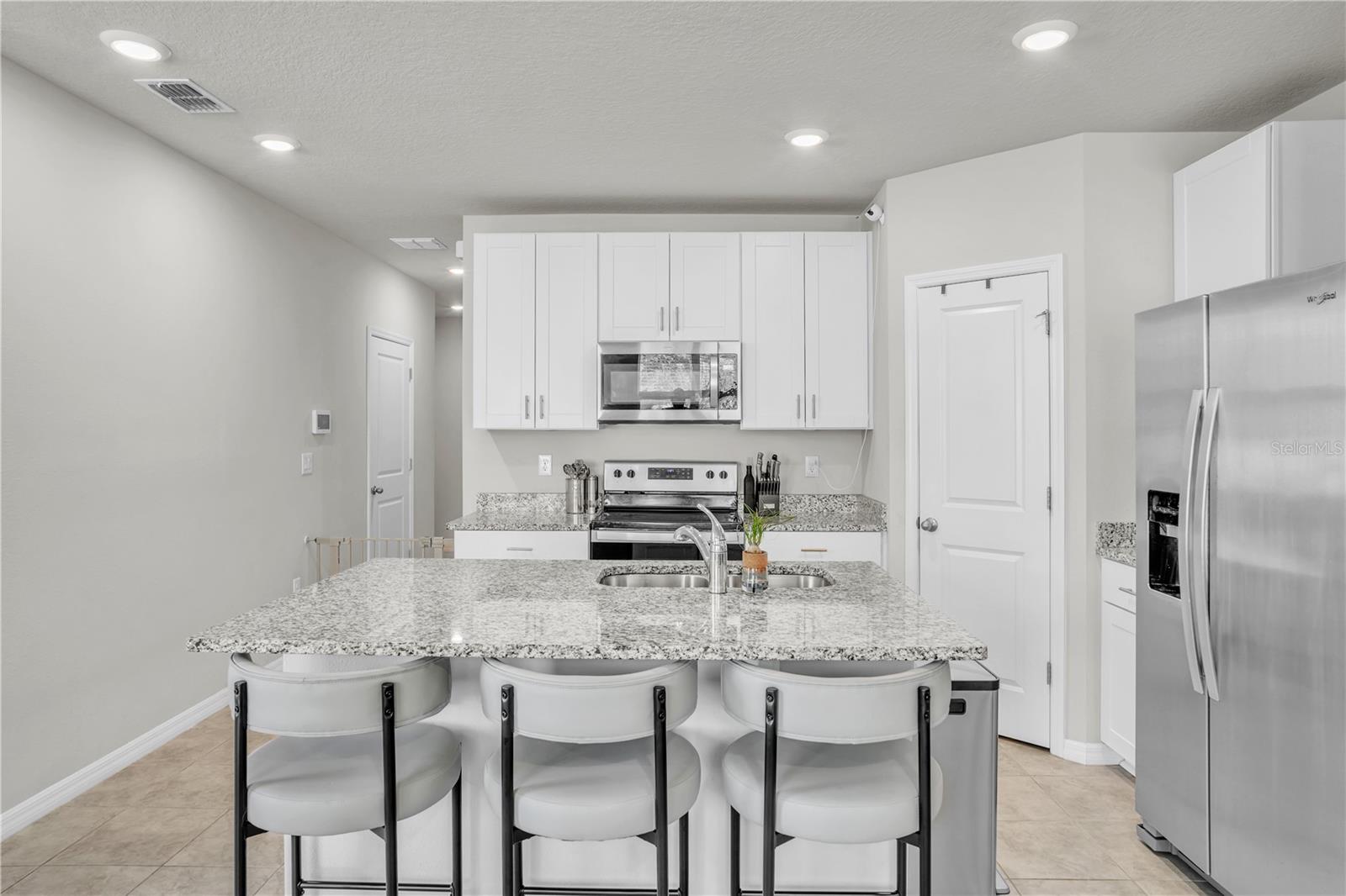 Kitchen island with counter height eating area