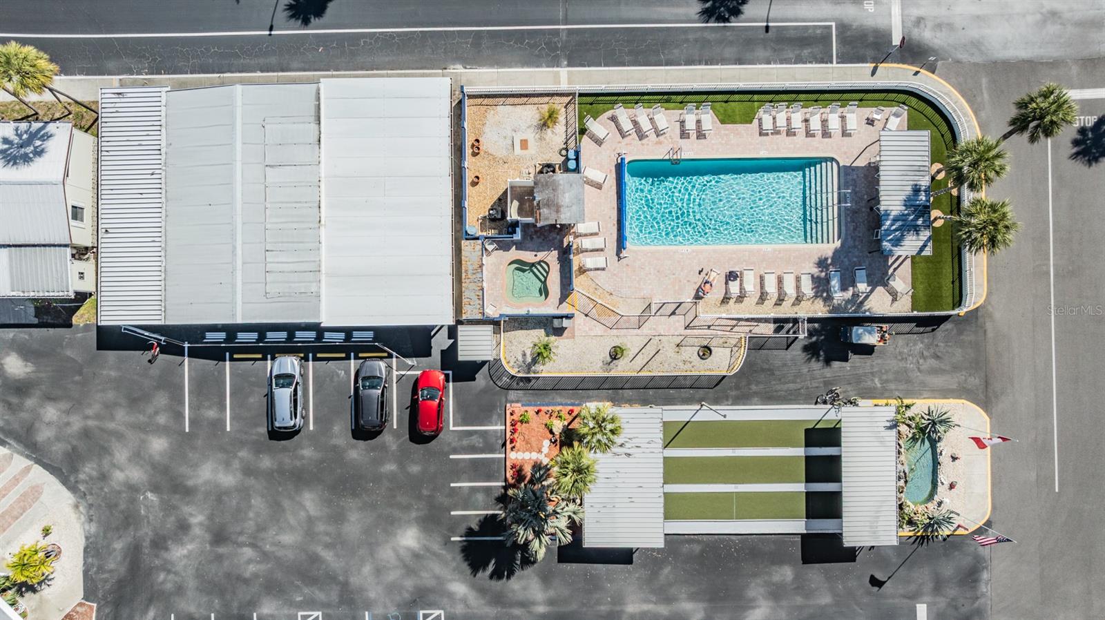 Club house, pool and shuffle board