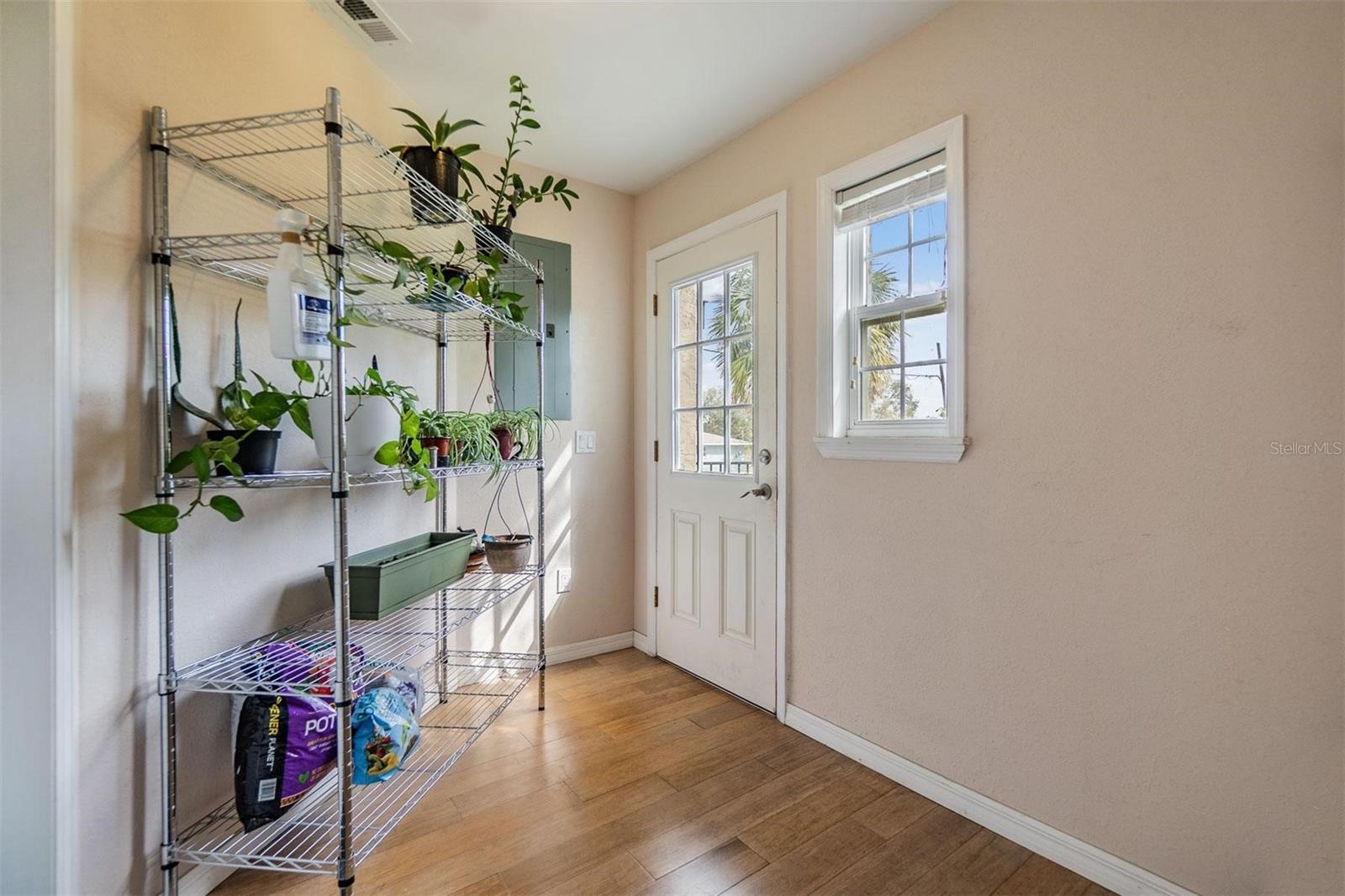 Mudroom with updated electric box and plenty of storage