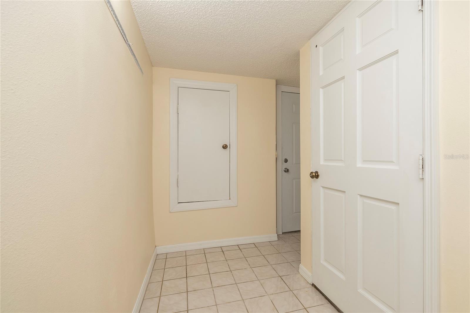 Lower-level elevator storage area - only area that took on water during Helene - fully remediated and restored