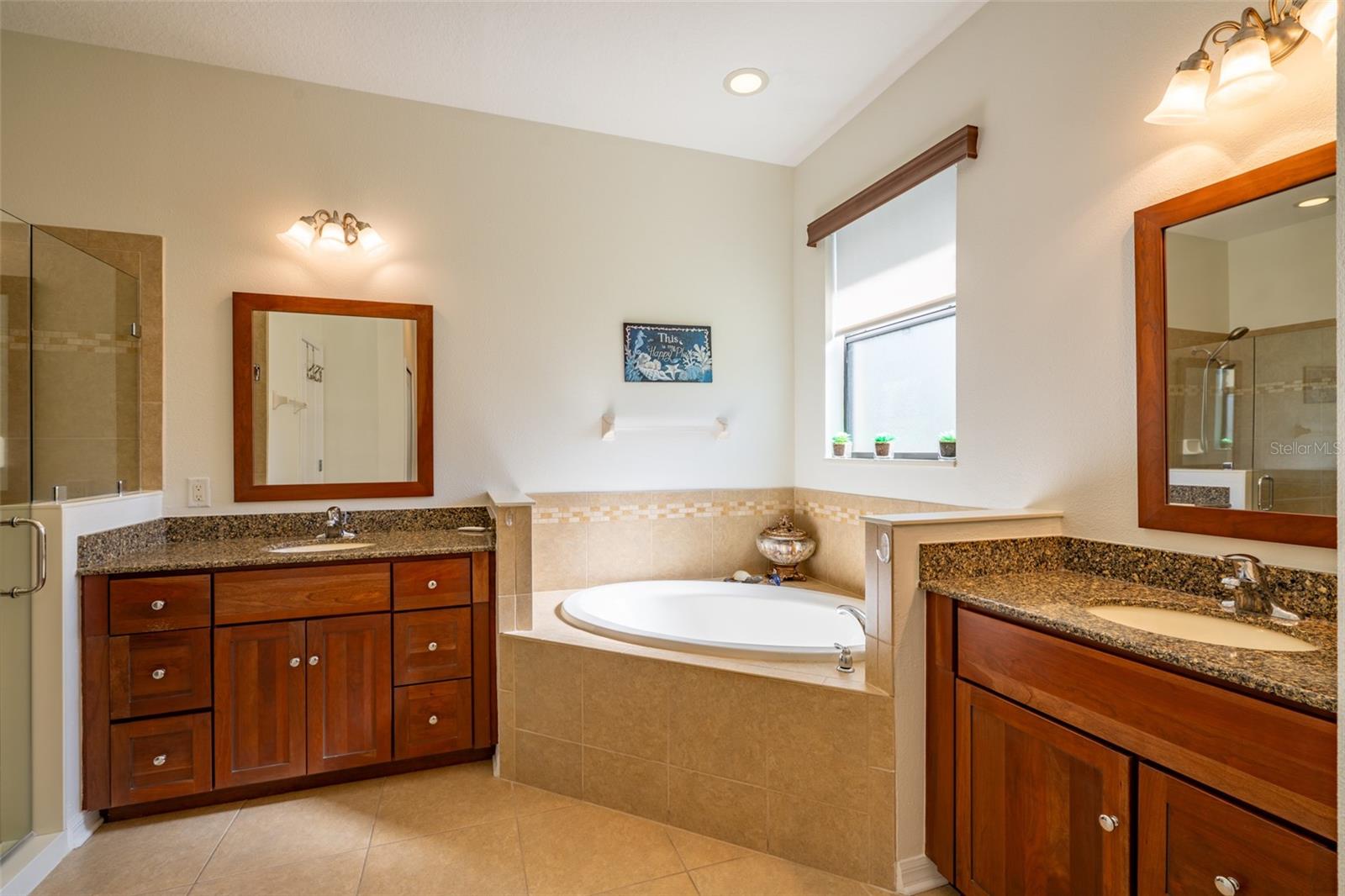 PRIMARY BATH WITH SEPARATE VANITIES & CUSTOM MIRRORS