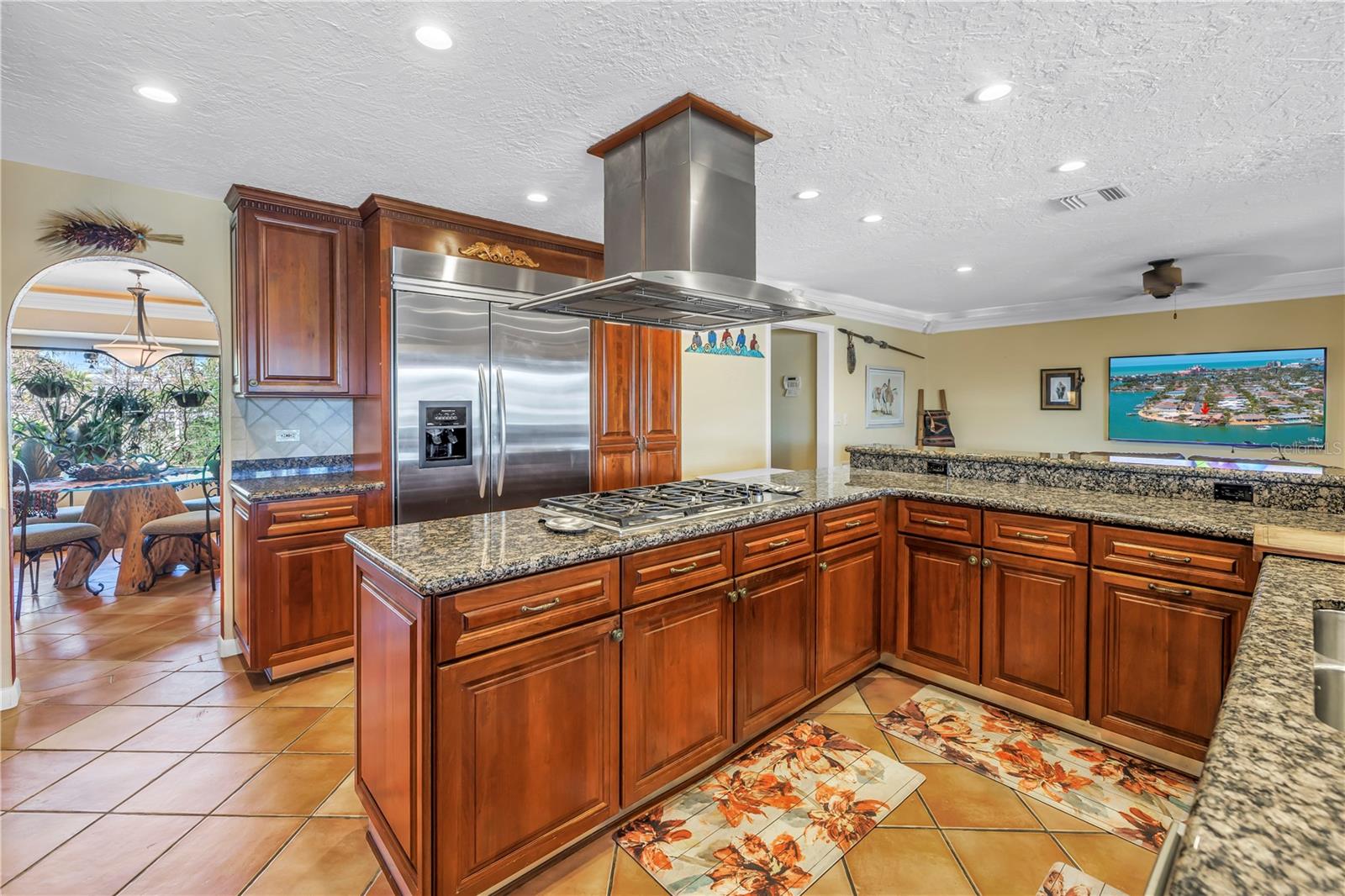 Gas range and vent hood.