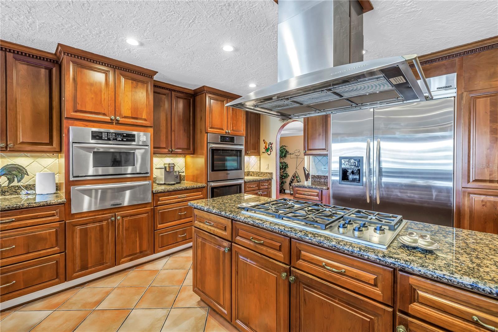 Solid cherry wood cabinetry.