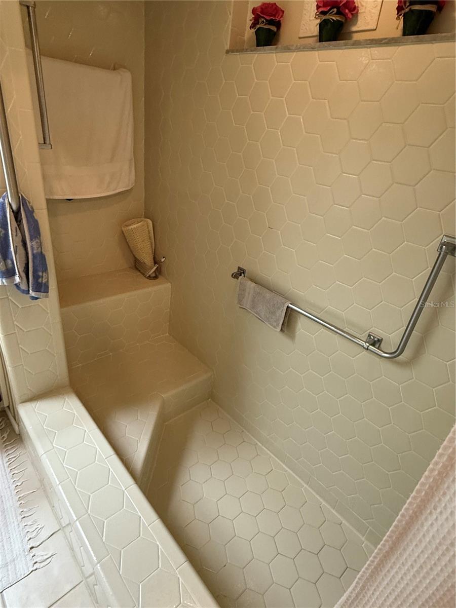 Sunken Tub/Shower in the Primary Bedroom