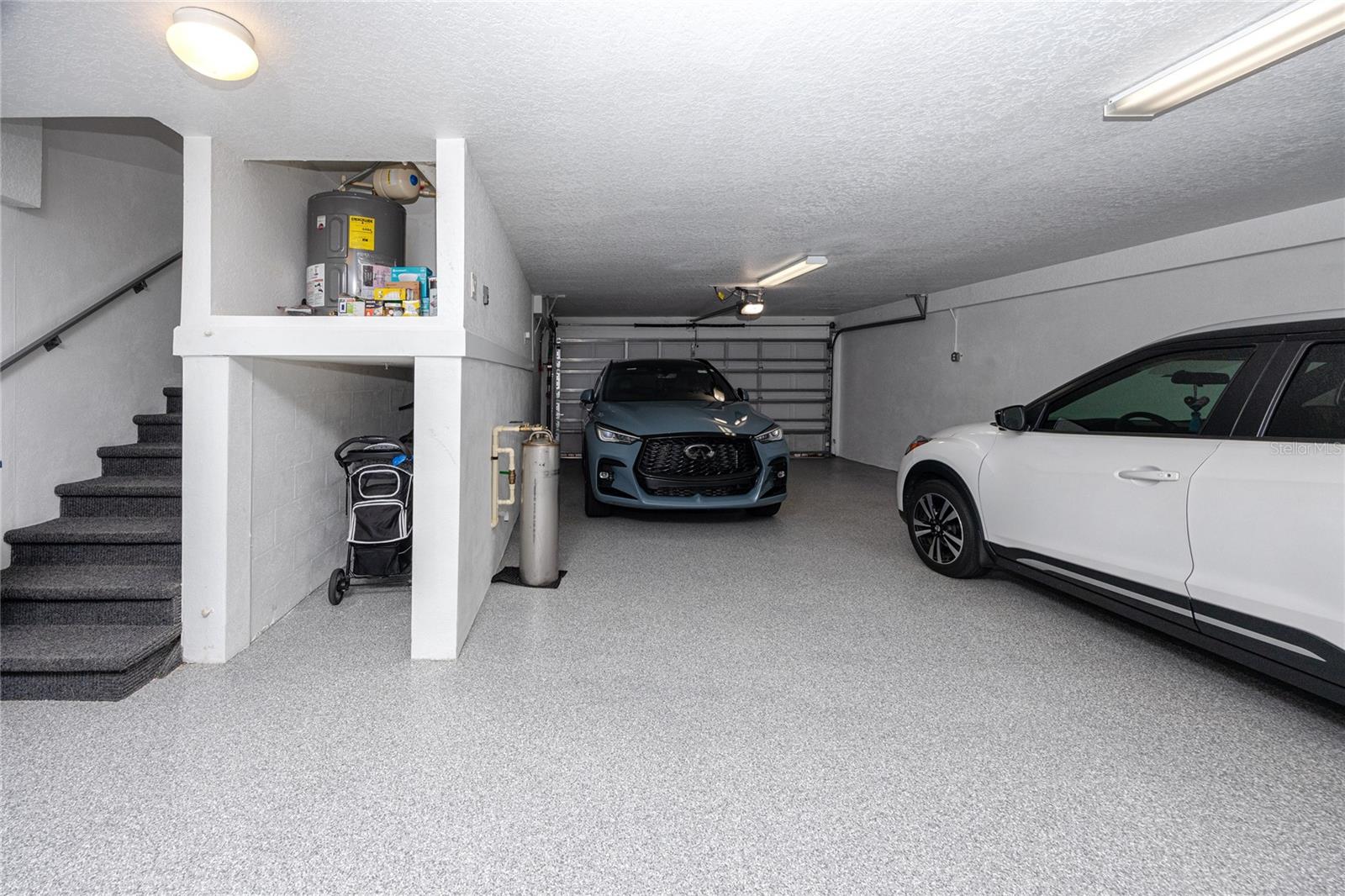 dual tandem garage with 4 spaces and plenty of storage