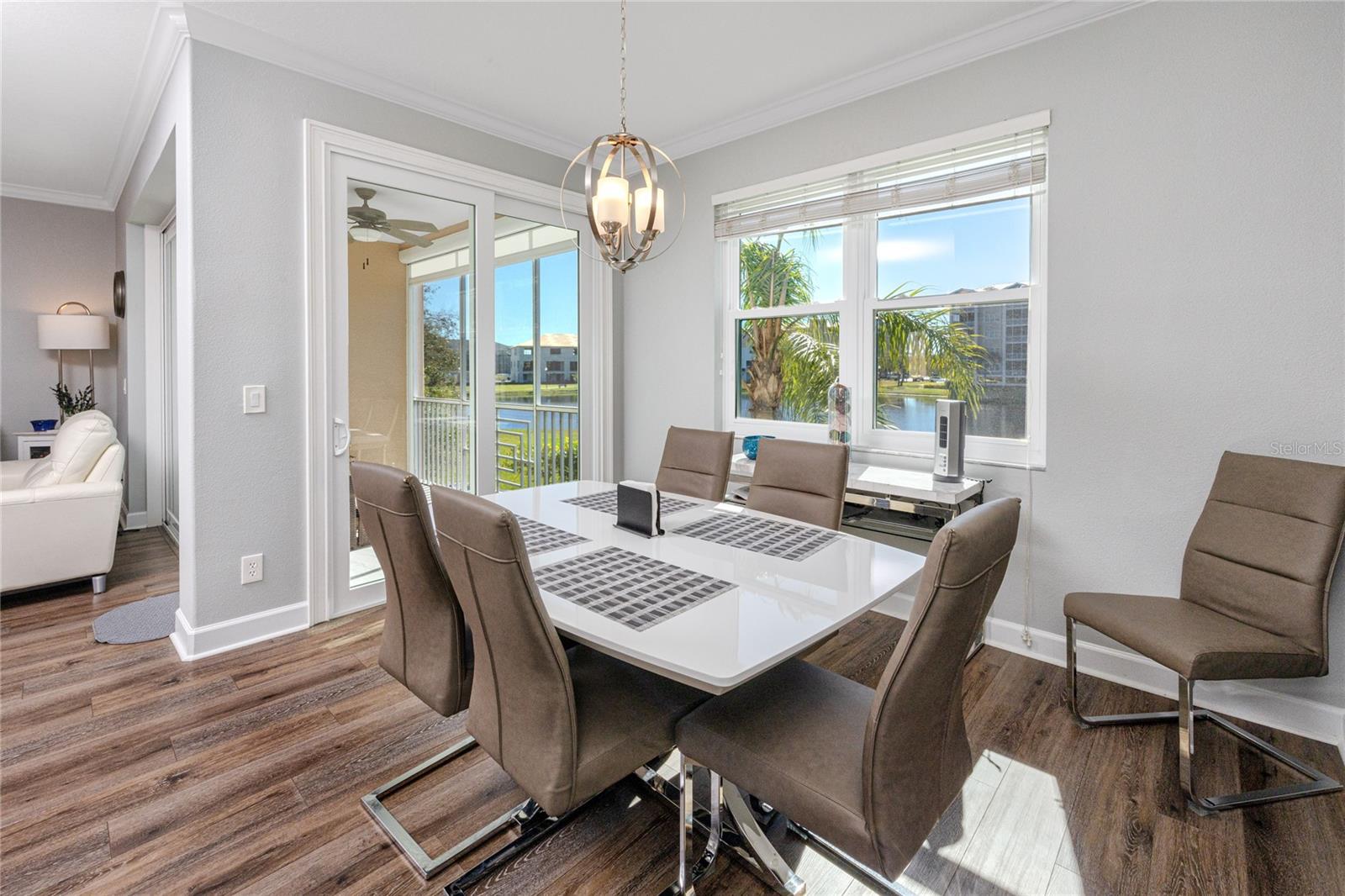 Serene lake views from the dining room