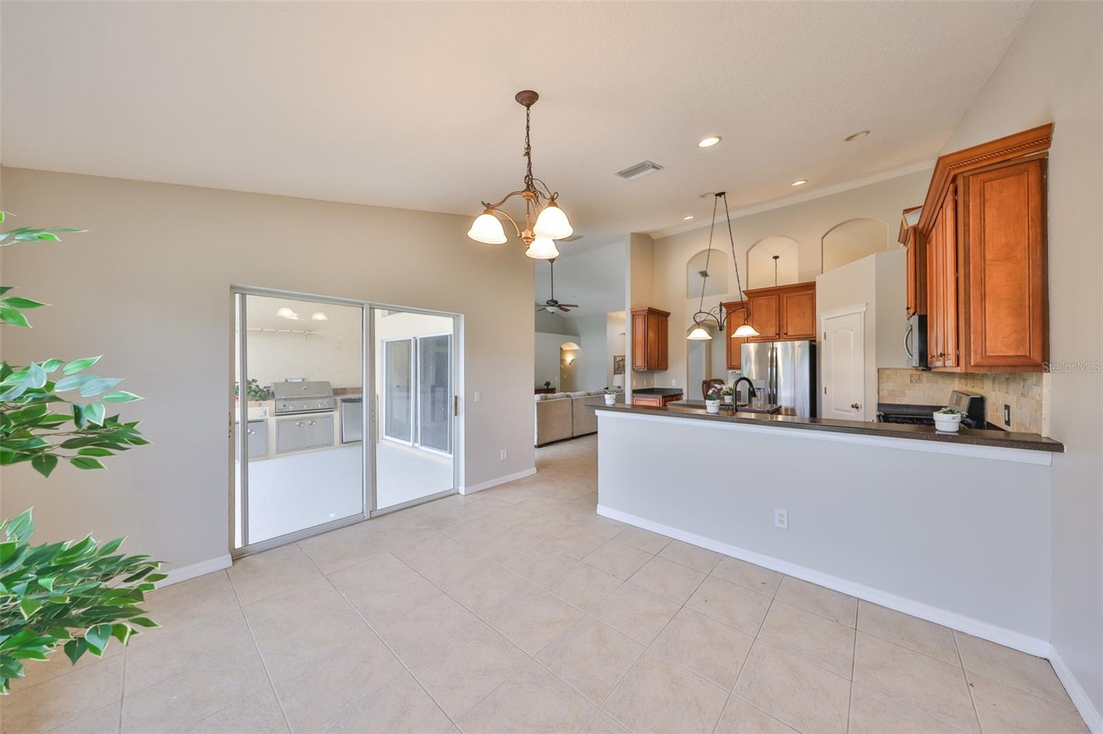 Breakfast nook has space for a large table and chairs