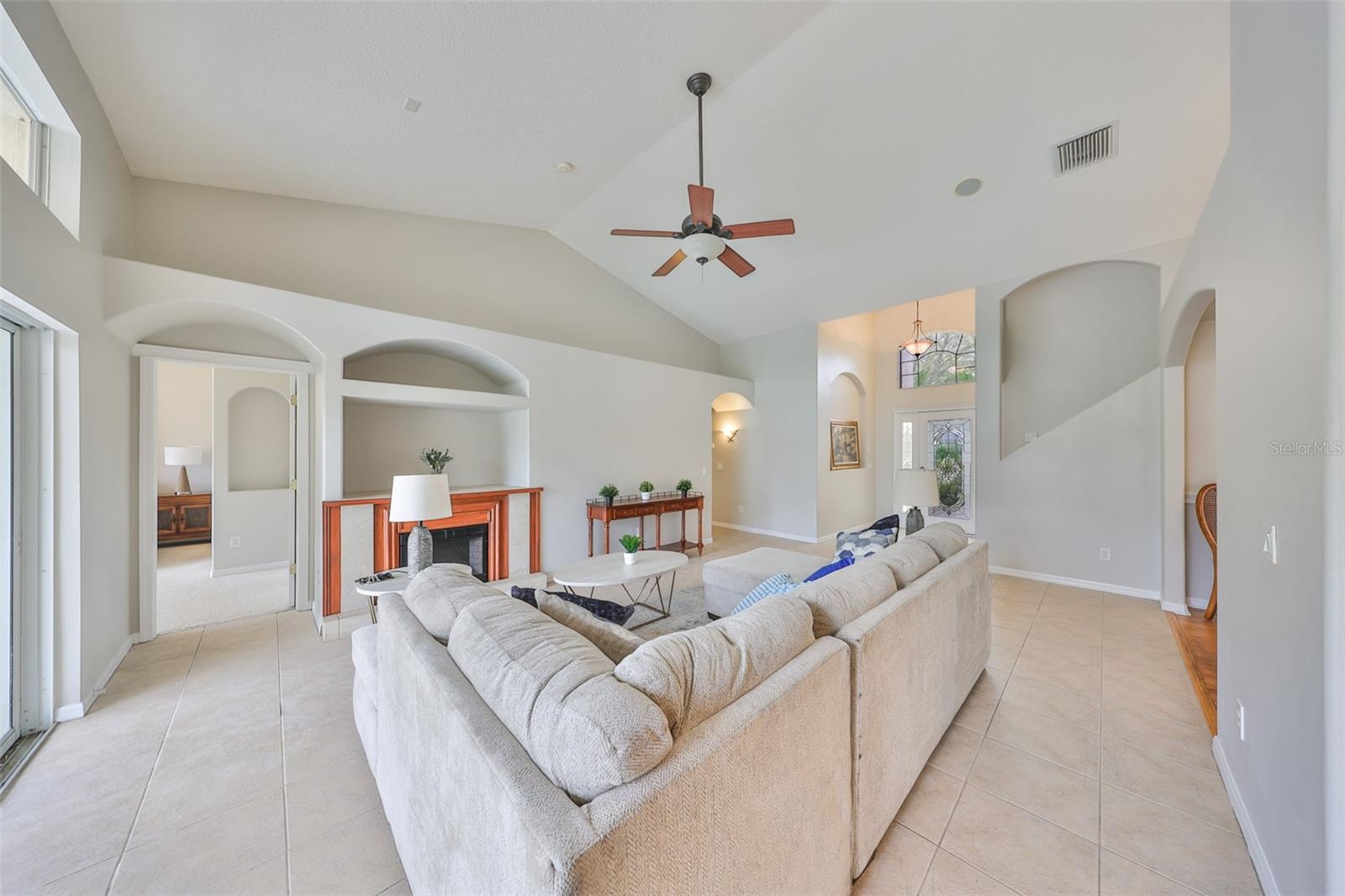 Gas fireplace in the family room