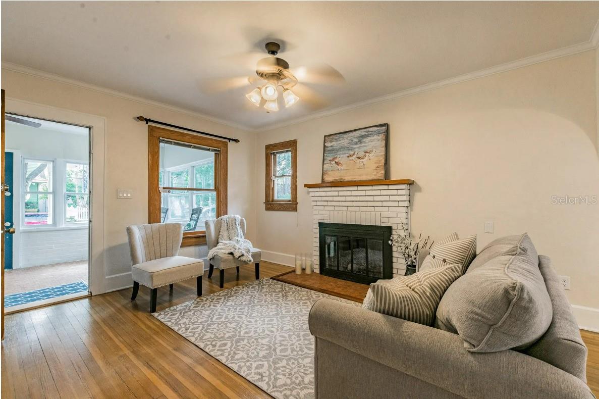 Living room with fireplace